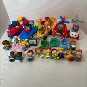 Fisher price little people figures vehicles train taxi helicopter lot